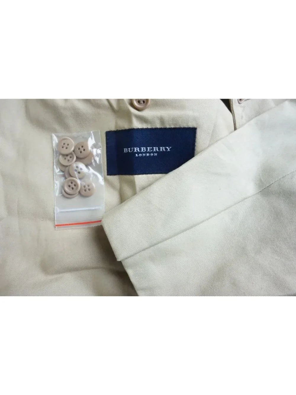 Burberry London Khaki Beige Cotton 2 Pc Suit Jacket Pants 46R EU BRAND NEW